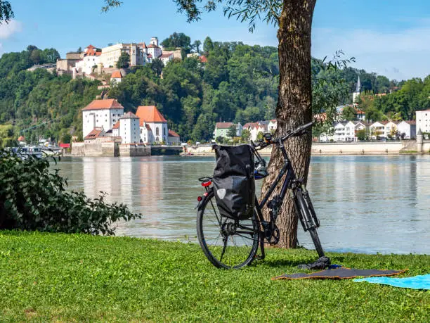 by bike on the Danube Cycle Path near Passau in Bavaria