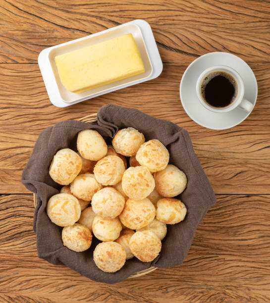 istock Typical brazilian cheese bun in a basket, coffee and butter 1369346077