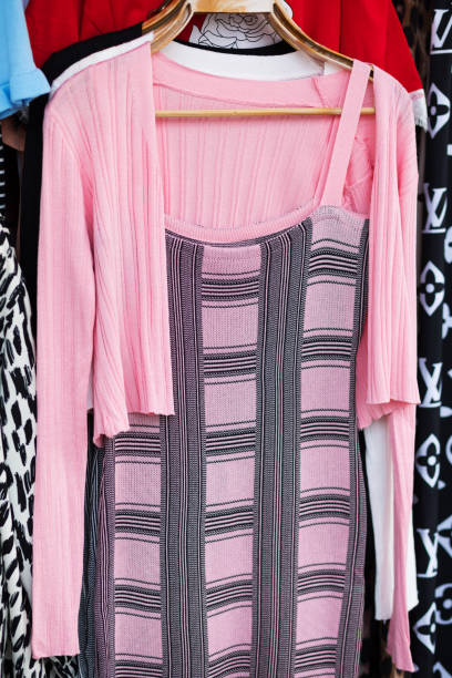 istock Pink and gray colored dress 1369349085