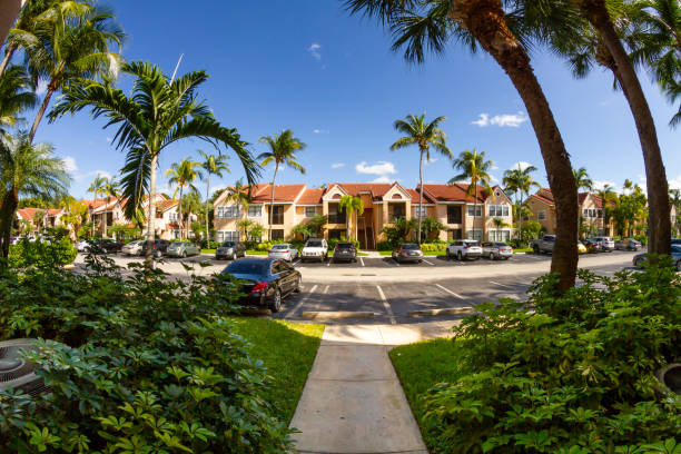 istock Modern middle-class neighborhood architecture in Miami , Florida, USA 1369349113
