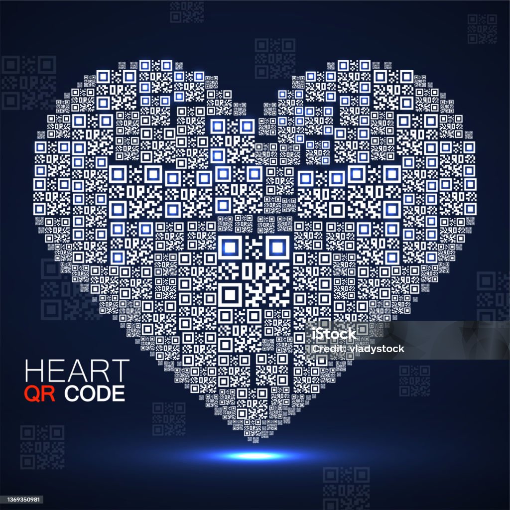 Qr Code Heart Silhouette Heart With Qr Code Technology Concept Stock ...