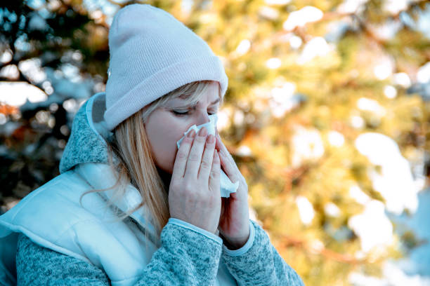 istock Sinus pain, sinusitis ache on cold day 1369351215