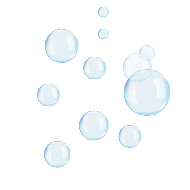 transparentes wasser realistische glasblasen. blasen png. vektor-png. - blase physikalischer zustand stock-grafiken, -clipart, -cartoons und -symbole