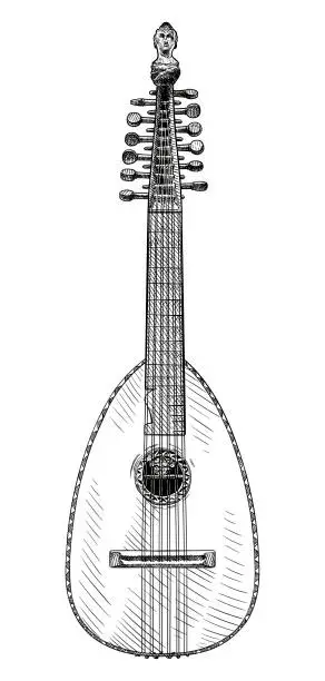 Vector illustration of Vector drawing of an old lute