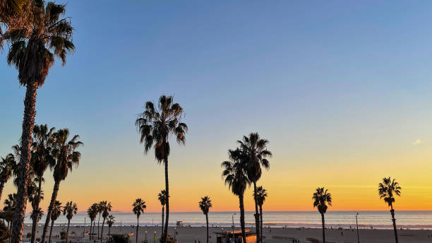 Sunset over water in Marina del Rey, CA