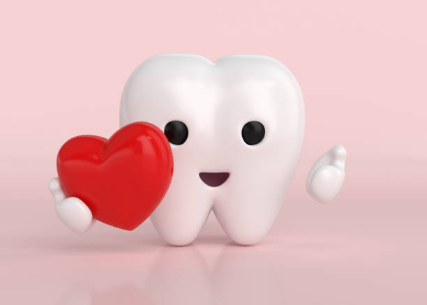 istock Valentine's day Cute 3D tooth holding a red heart 1369355380