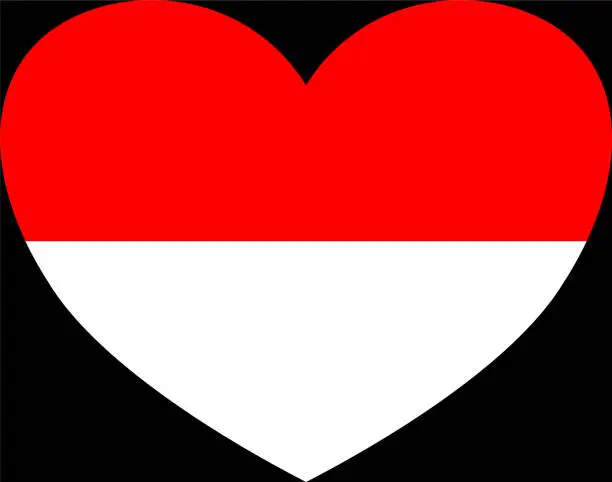 Vector illustration of Indonesia  flag in heart shape isolated  on white or transparent  background,Symbols of Indonesia, template for banner,card,advertising ,promote, and business matching country poster, vector