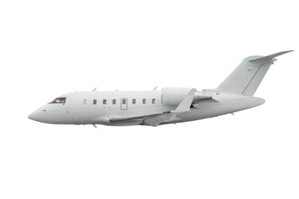 istock White modern executive business jet flies isolated on white background 1369359803