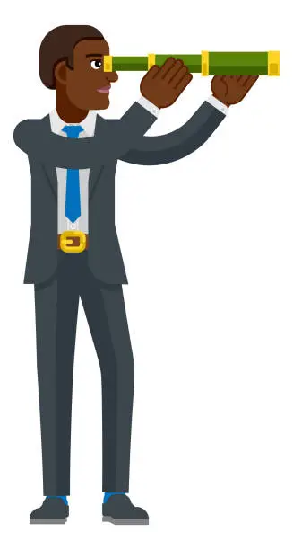 Vector illustration of Telescope Spyglass Character Business Concept