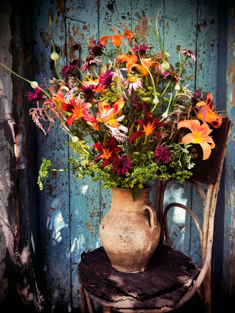 istock Romantic bouquet with daylilies, echinacea, astilba, parsnips, garlic  and monarda 1369361844
