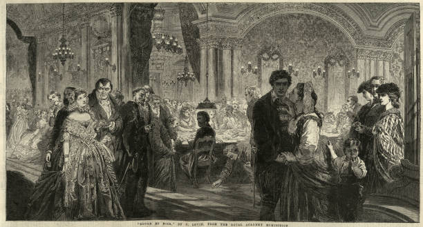 istock Crowded Victorian casino, roulette, thief stealing chips, gambling, 19th Century 1369362998