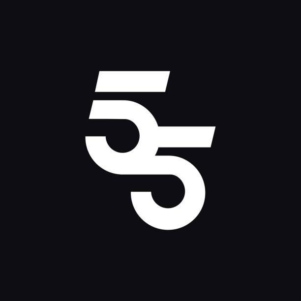 55 monogramm logo icon vektorvorlage auf schwarzem hintergrund - zahl 55 stock-grafiken, -clipart, -cartoons und -symbole