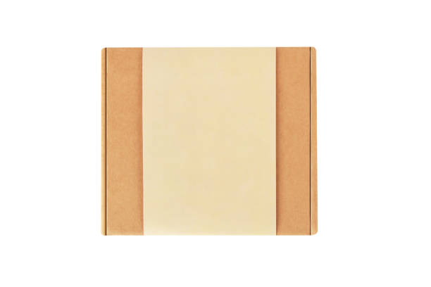 istock Cardboard box with blank label (Clipping Path) on the white background 1369365619