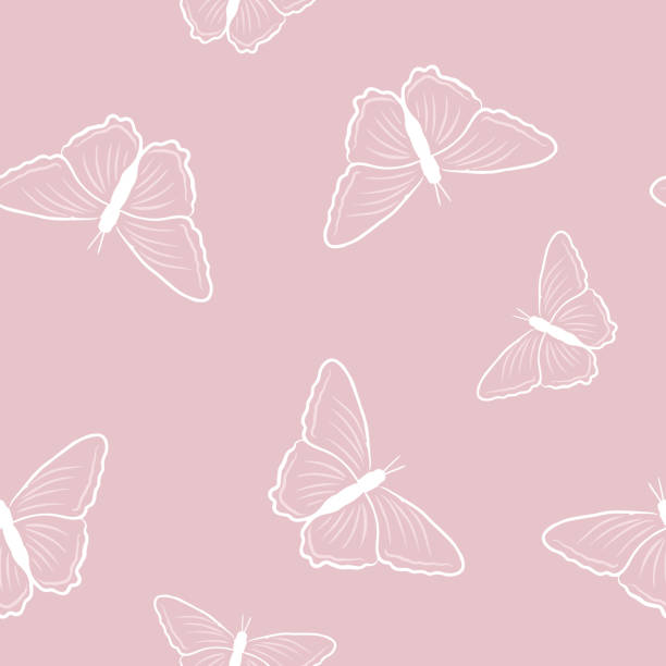 illustrations, cliparts, dessins animés et icônes de motif de papillon sans couture dans le style doodle. illustration vectorielle de papillons pour votre design. - butterfly backgrounds seamless pattern