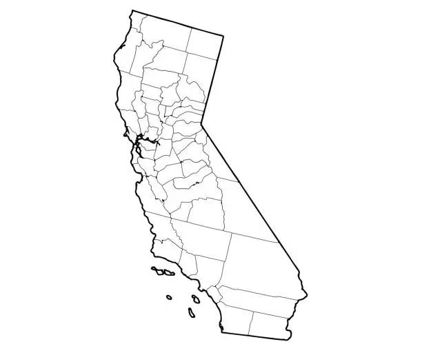 Vector illustration of California - outline map with counties