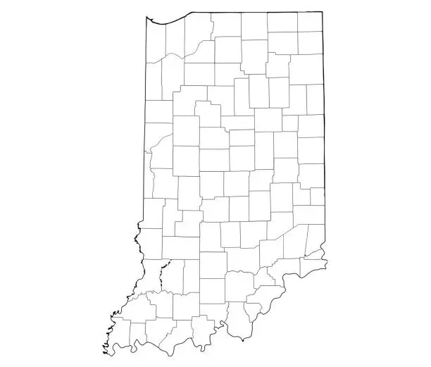 Vector illustration of Indiana - outline map with counties