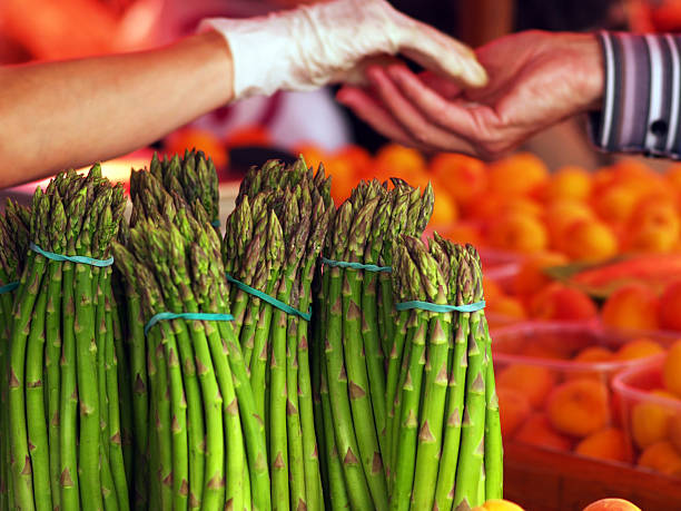 Asparagus on farmers market, shallow depth-of-field.