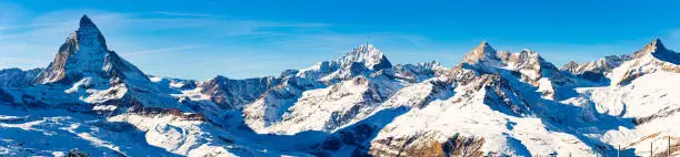 Photo of Matterhorn mountain in winter, Valais, Switzerland