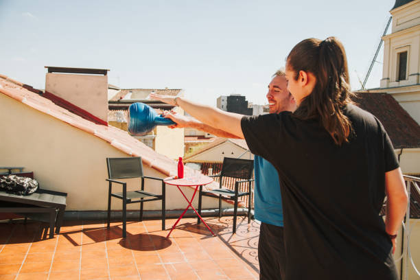 istock A couple exercising on their rooftop 1369385752