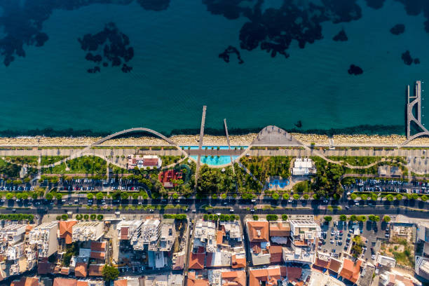 Top view of Limassol famous Embankment at Cyprus. Big city near the sea. Top view of Limassol famous Embankment at Cyprus limassol stock pictures, royalty-free photos & images