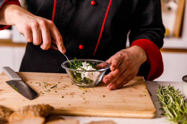 Delicious goat cheese with chives.