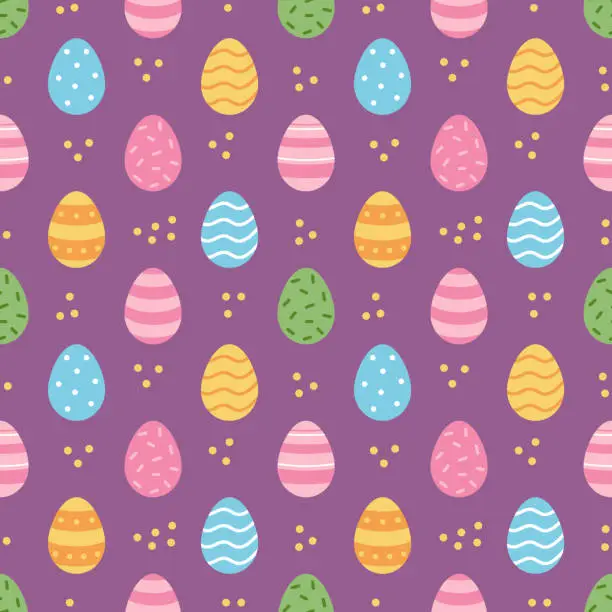Vector illustration of Vector seamless easter pattern. Cute background with easter eggs.