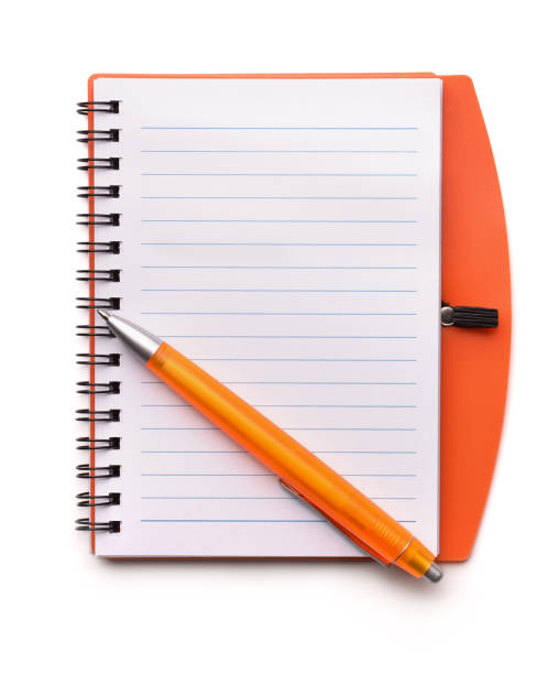 istock Top view of open blank notebook and pen 1369391266