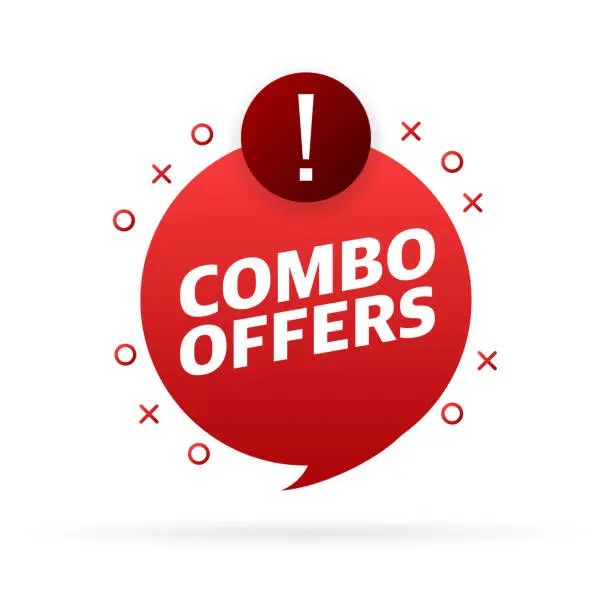 Vector illustration of Combo offers feedback red banner in flat style on white background. Vector illustration