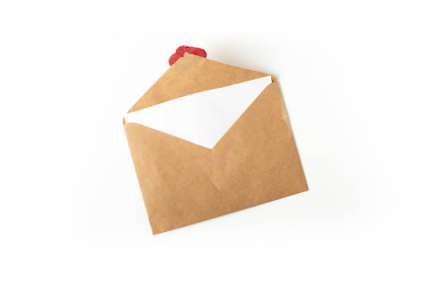 Red wax stamp on a white background. envelope with seal on white background