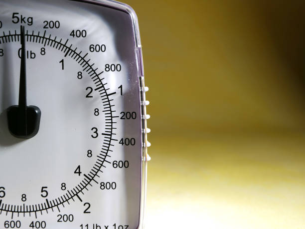 istock White mechanical kitchen scales on yellow background 1369392857