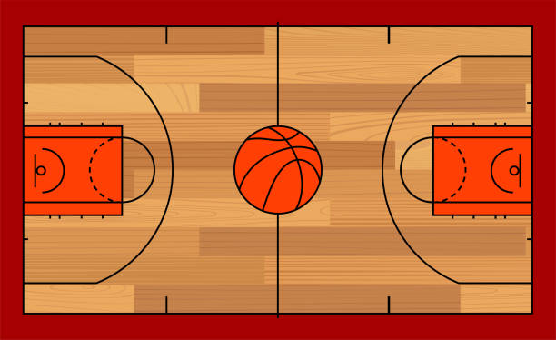 ilustrações, clipart, desenhos animados e ícones de piso parquet de basquete - basketball court basketball floor court