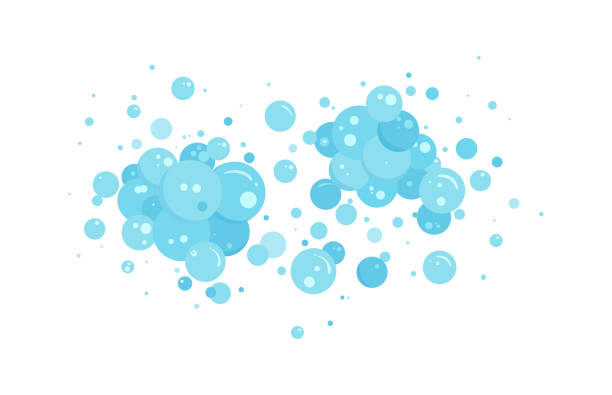 ilustraciones, imágenes clip art, dibujos animados e iconos de stock de fondo de jabón vectorial de burbujas azules, borde de espuma, patrón de espuma abstracto. fluyen burbujas de aire efervescentes transparentes. refrescos de dibujos animados. bebidas gaseosas. carbonatado - soap sud illustrations