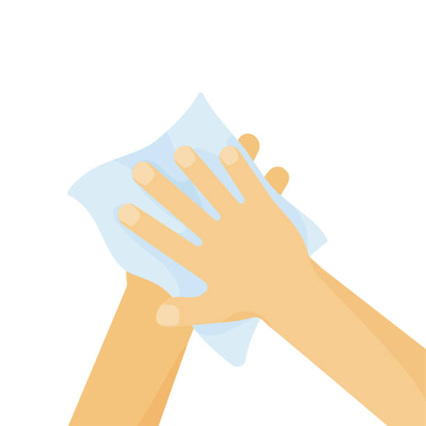 Hands wipe paper or tissue towel vector icon, human hand cleaning, personal ppe, disinfection wash template. Hygiene Hands wipe paper or tissue towel vector icon, human hand cleaning, personal ppe, disinfection wash template. Hygiene illustration paper towel stock illustrations