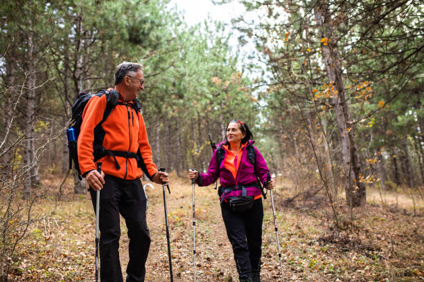istock A senior couple happy on a hike 1369398274