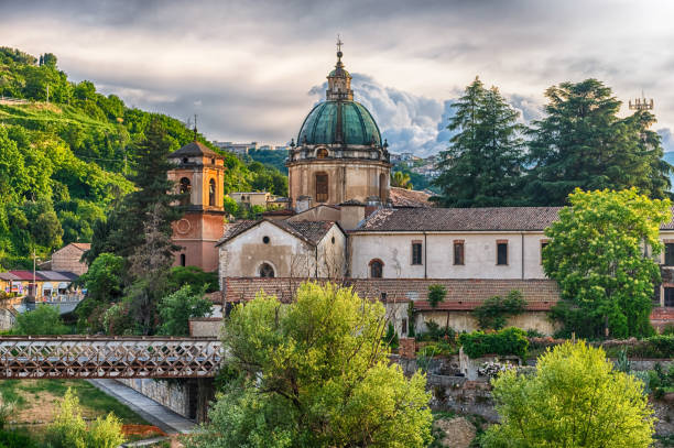 Scenic view of San Domenico Church, Cosenza, Calabria, Italy Scenic view of the historic church of San Domenico, major landmark in the old town of Cosenza, Calabria, Italy calabria stock pictures, royalty-free photos & images