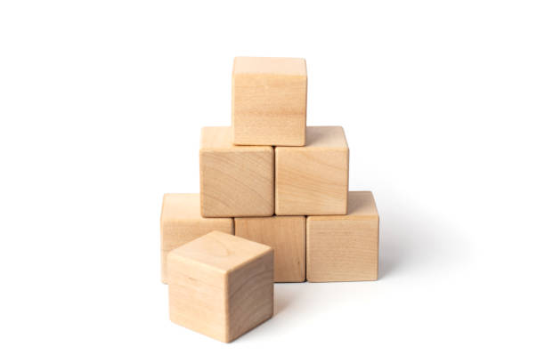 istock wooden toys on a white background, cubes 1369401122