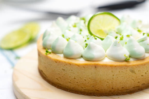 istock Key lime cheese tart with whipping cream on top 1369402427