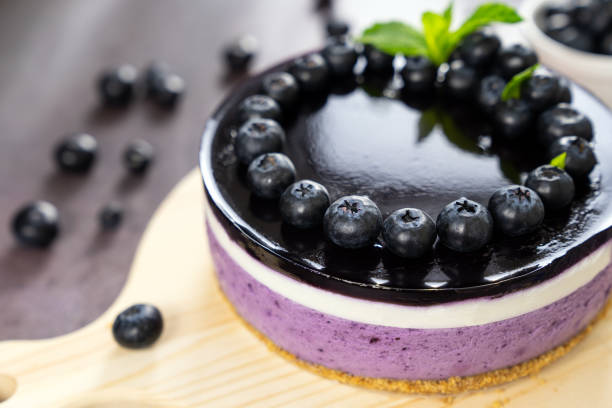 istock Round blueberry vegan cheesecake 1369402838