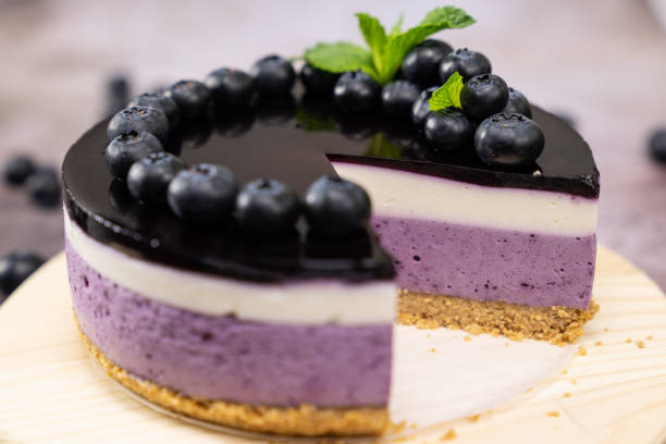 istock Round blueberry vegan cheesecake 1369402858