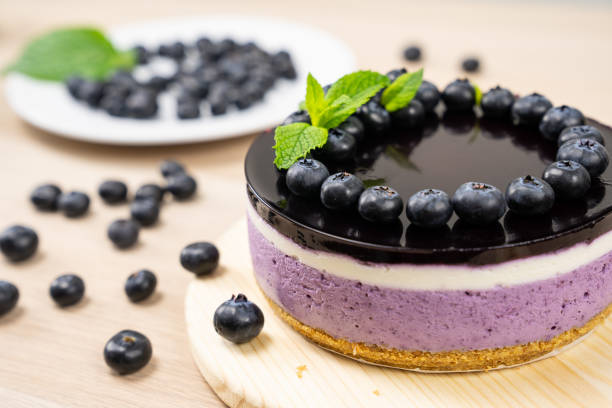 istock Round blueberry vegan cheesecake 1369402874