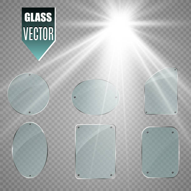 Vector glass banners on transparent background.Empty transparent glass frame. Clean vector background. Vector glass banners on transparent background.Empty transparent glass frame. Clean vector background. hoverfly stock illustrations