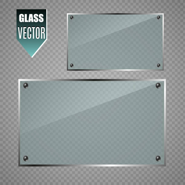 Vector glass banners on transparent background.Empty transparent glass frame. Clean vector background. Vector glass banners on transparent background.Empty transparent glass frame. Clean vector background. hoverfly stock illustrations