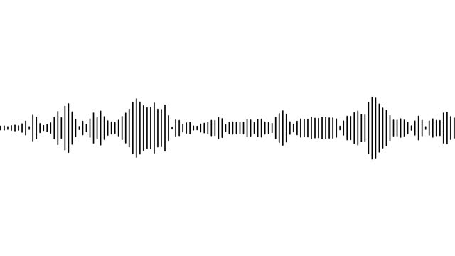 Audio waveform looping animation on a white background. Music, audio technology concept.