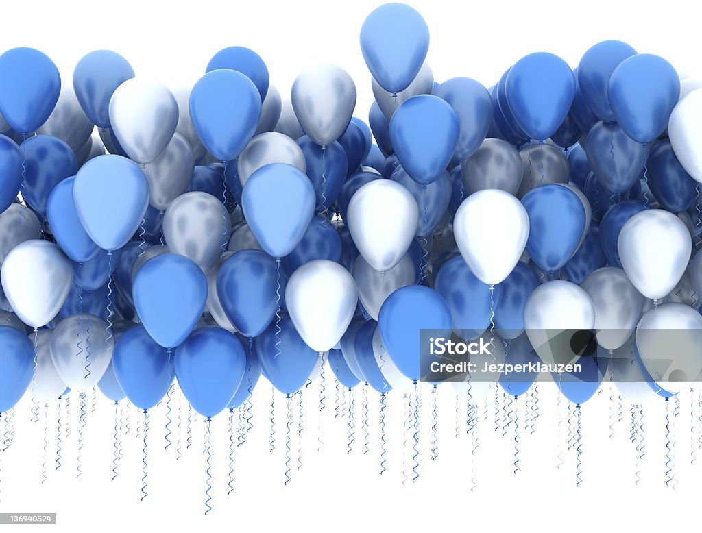 Balões de festa Azul sobre fundo branco - Royalty-free Balão - Enfeite Foto de stock