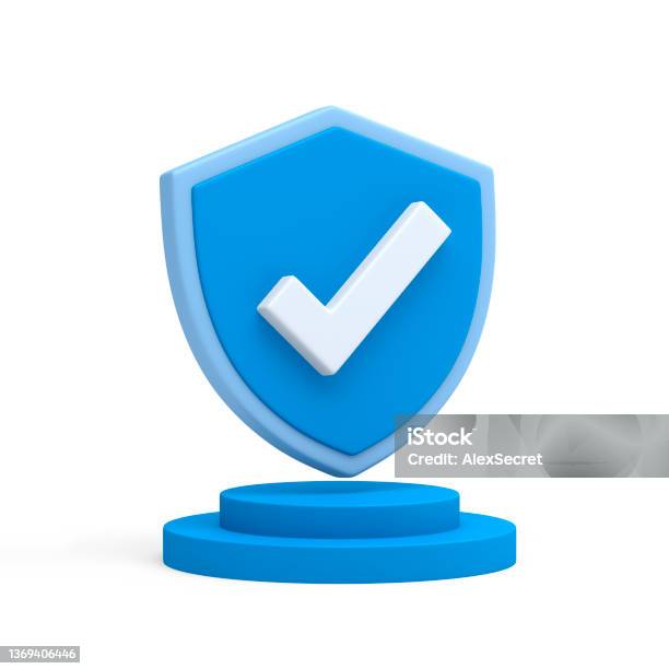 Shieldtm In/check Shield Check Mark On Podium Stock Photo - Download Image Now - Three ...