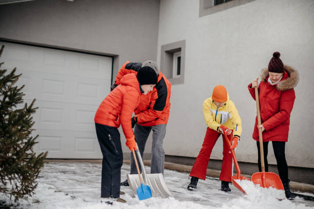 istock Family cleaning snow 1369406825