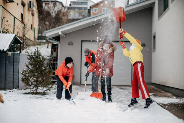 istock Family cleaning snow 1369406904