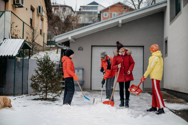 istock Family cleaning snow 1369406962