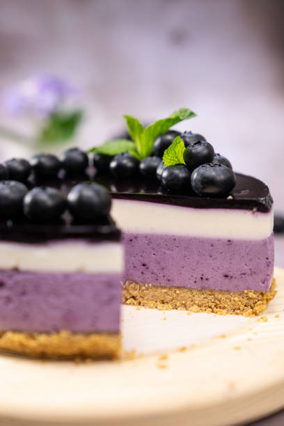 istock Round blueberry vegan cheesecake 1369407162