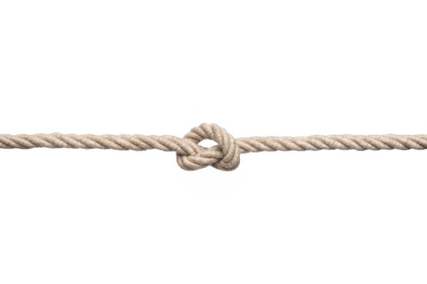 ジュートのロープに結び目 - tied knot rope adversity emotional stress ストックフォトと画像